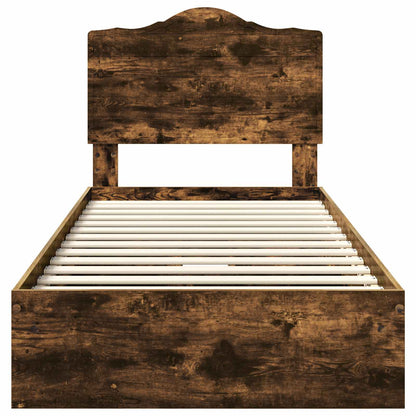Storage Bed with Drawer Smoked Oak 100 x 200 cm Engineered Wood