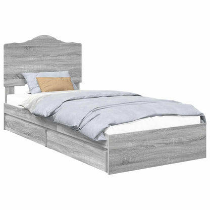 Storage Bed Grey Sonoma 100 x 200 cm Engineered Wood