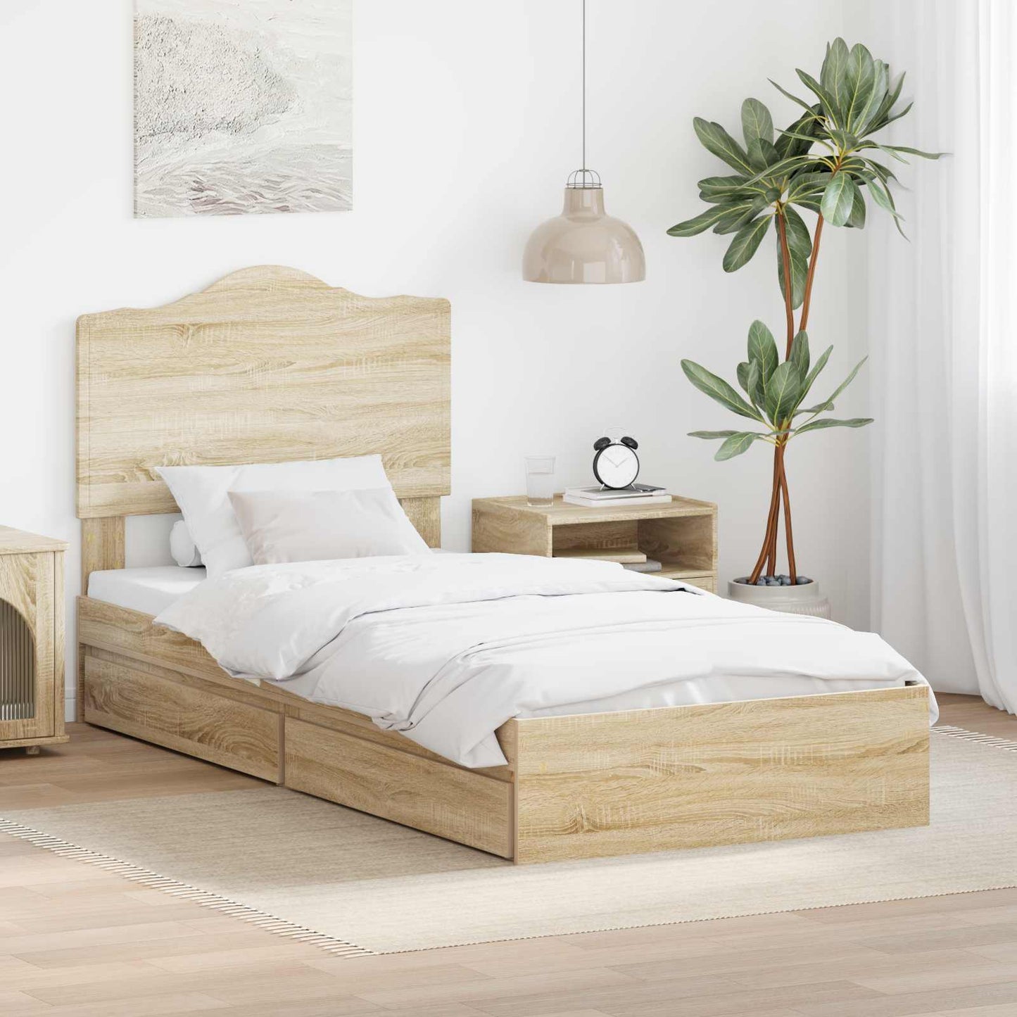 Storage Bed with Drawer Sonoma Oak 90 x 200 cm Engineered Wood