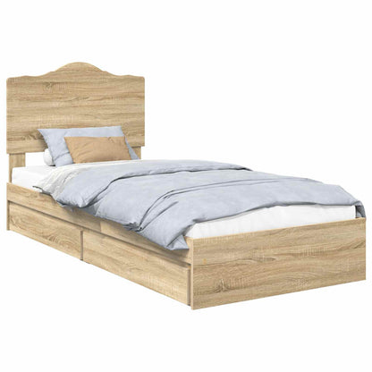 Storage Bed with Drawer Sonoma Oak 90 x 200 cm Engineered Wood