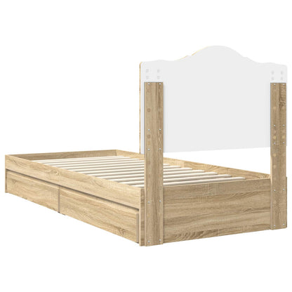 Storage Bed with Drawer Sonoma Oak 90 x 200 cm Engineered Wood