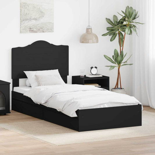 Storage Bed with Drawer Black 90 x 190 cm Engineered Wood