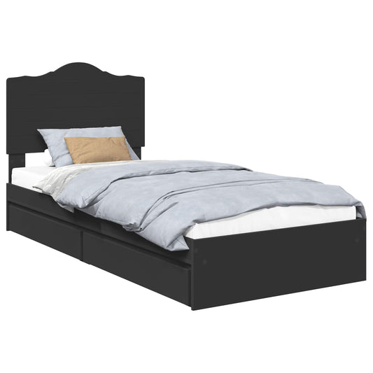 Storage Bed with Drawer Black 90 x 190 cm Engineered Wood