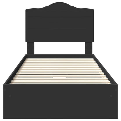 Storage Bed with Headboard Black 90 x 190 cm Engineered Wood