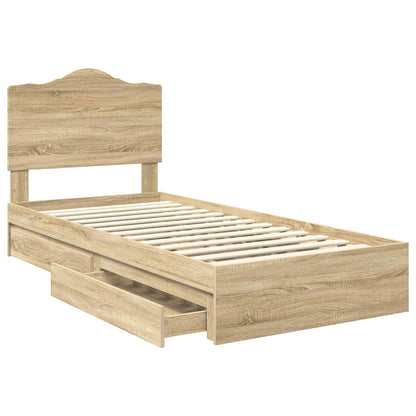 Storage Bed with Drawer Sonoma Oak 90 x 190 cm Engineered Wood