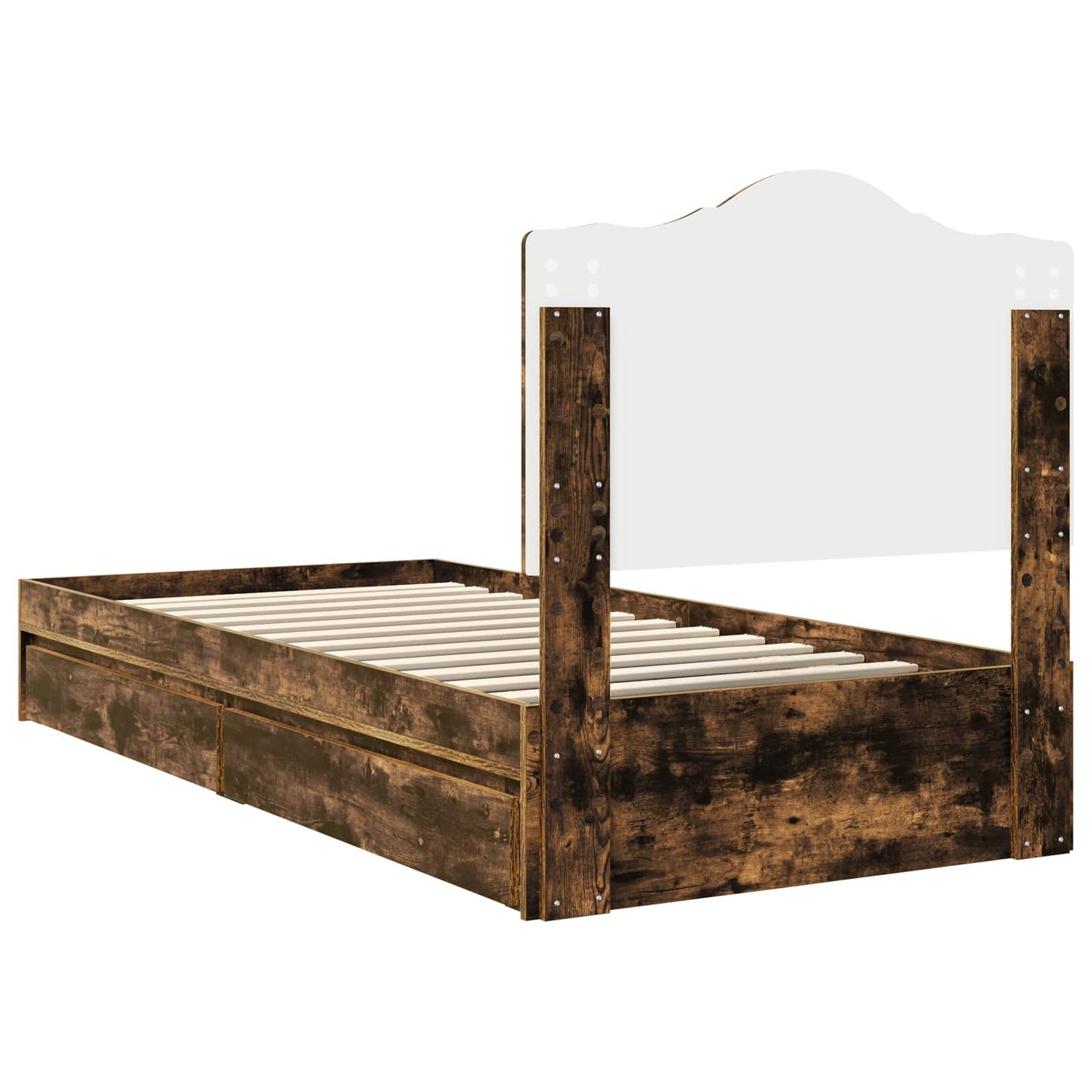 Storage Bed with Drawer Smoked Oak 90 x 190 cm Engineered Wood