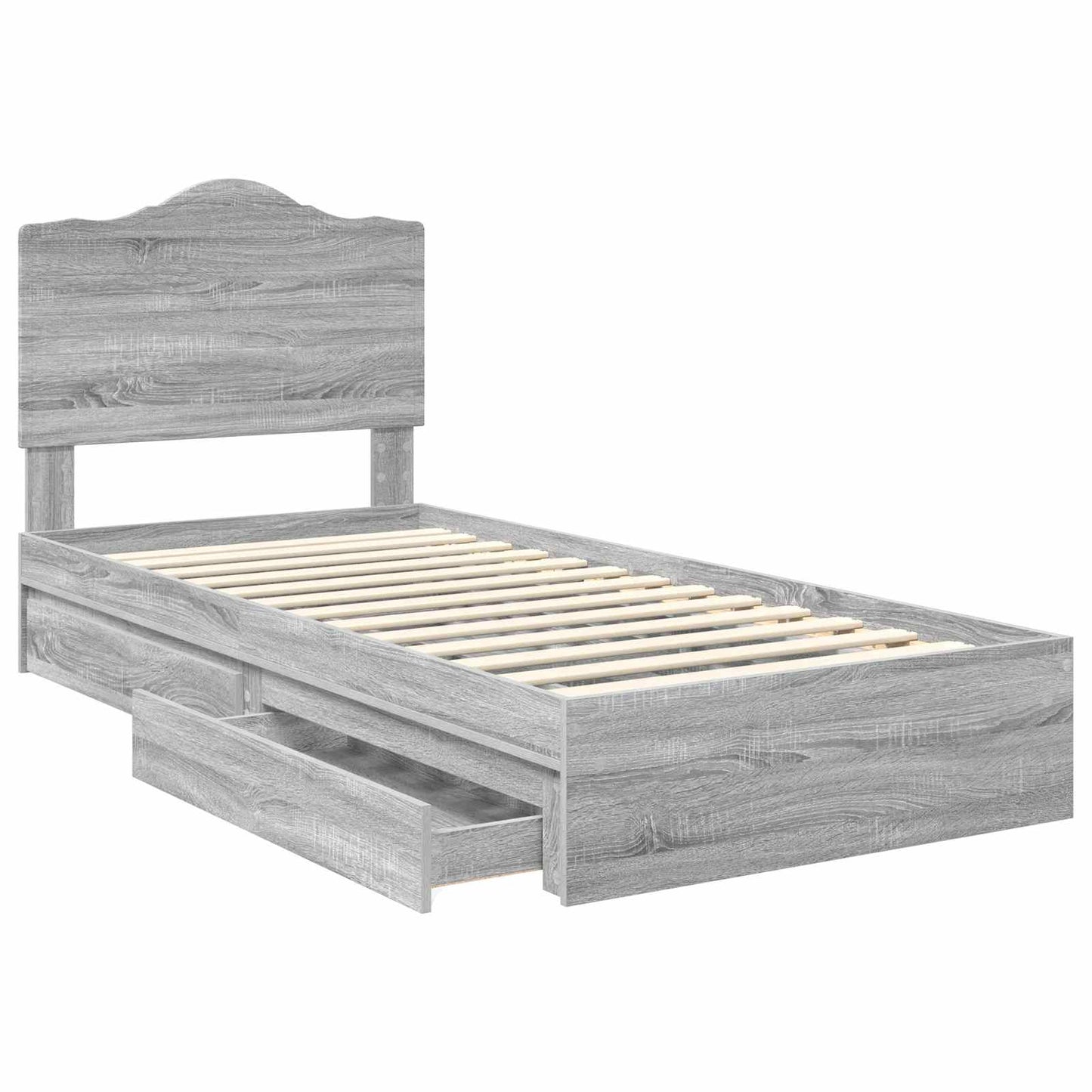 Storage Bed with Drawer Grey Sonoma 90 x 190 cm Engineered Wood