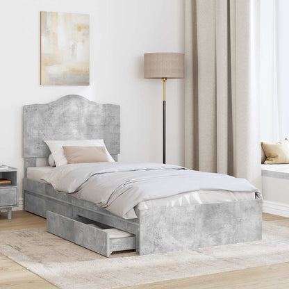 Storage Bed Concrete Grey 70 x 190 cm Engineered Wood