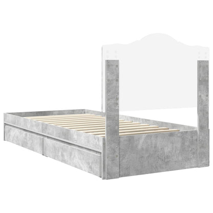 Storage Bed Concrete Grey 70 x 190 cm Engineered Wood
