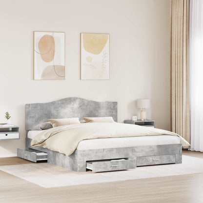 Bed Frame Concrete Grey 200 x 200 cm Engineered Wood