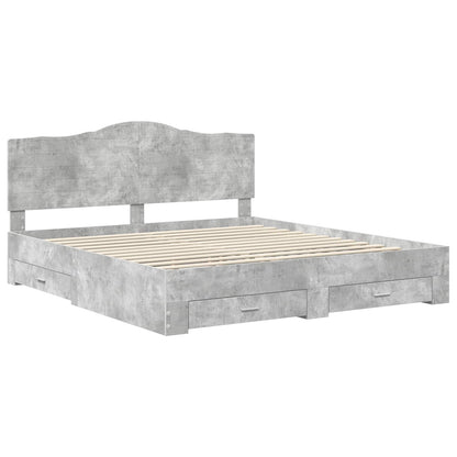Bed Frame Concrete Grey 200 x 200 cm Engineered Wood