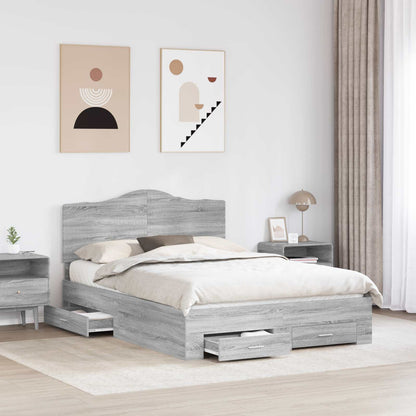 Bed Frame with Drawer Grey Sonoma 160 x 200 cm Engineered Wood