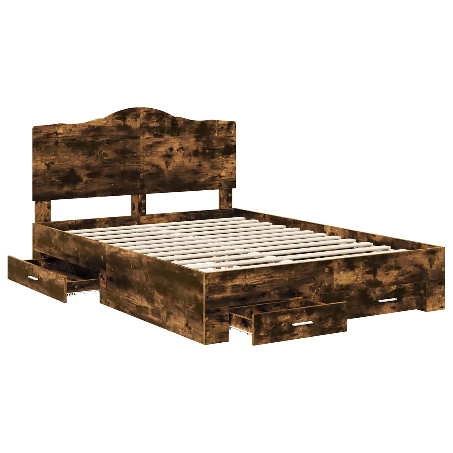 Bed Frame with Drawer Smoked Oak 150 x 200 cm Engineered Wood