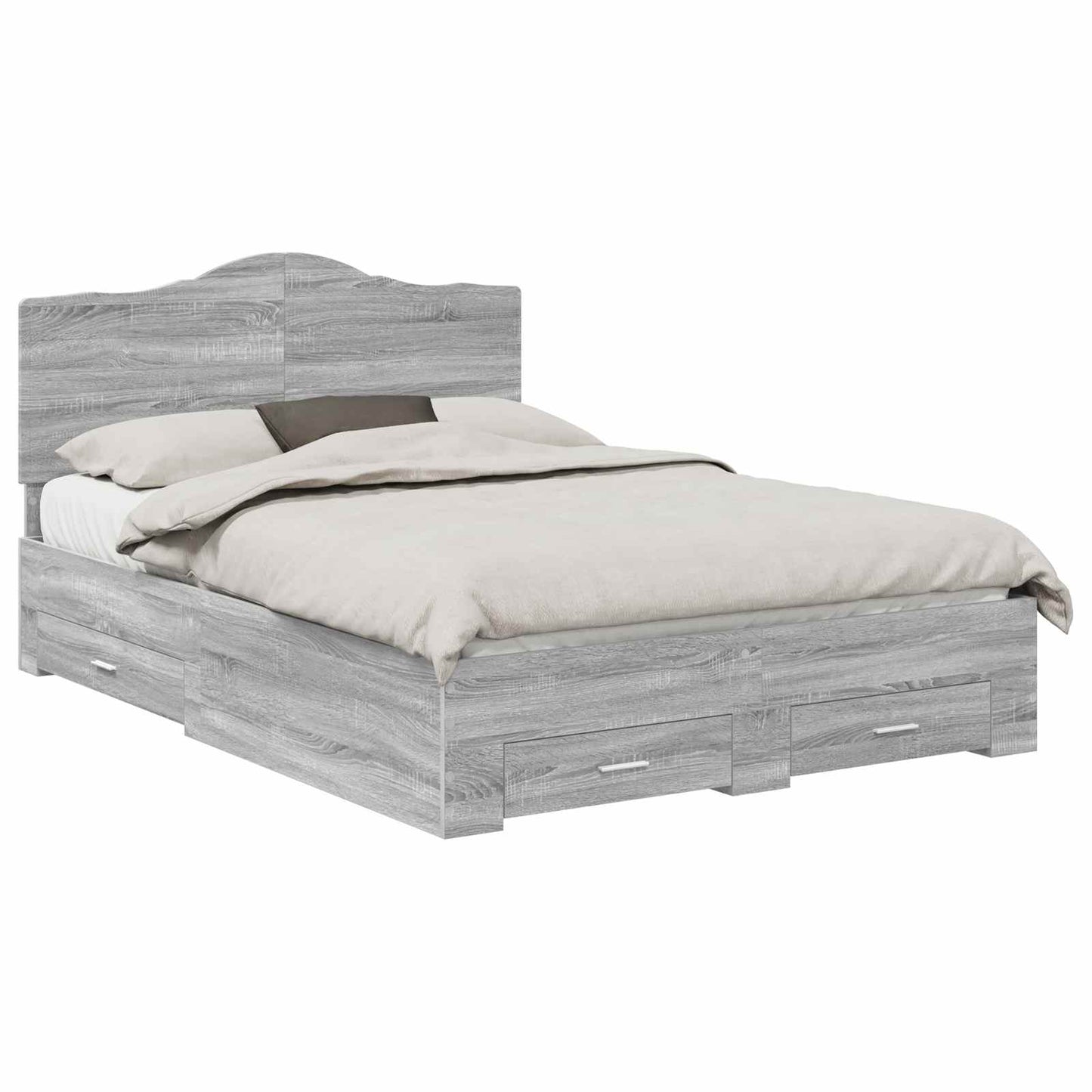 Bed Frame with Drawer Grey Sonoma 150 x 200 cm Engineered Wood
