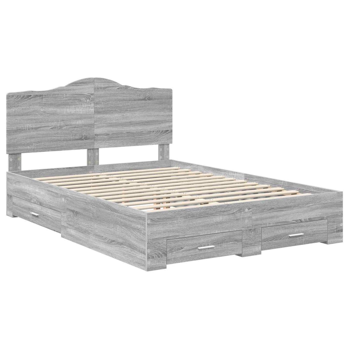 Bed Frame with Drawer Grey Sonoma 150 x 200 cm Engineered Wood