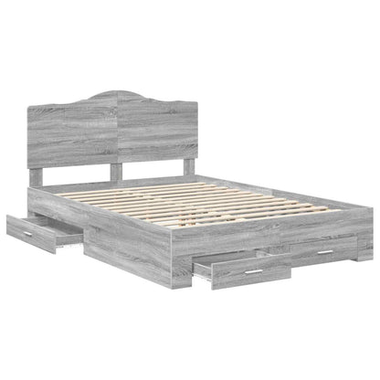 Bed Frame with Drawer Grey Sonoma 150 x 200 cm Engineered Wood