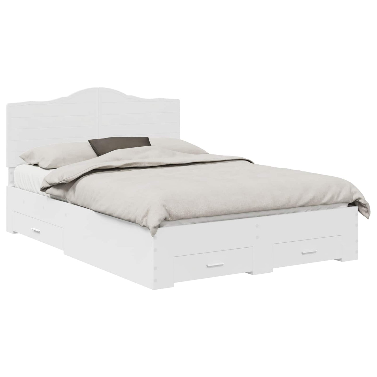 Bed Frame with Headboard White 140 x 200 cm Engineered Wood
