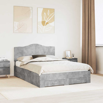 Bed Frame Concrete Grey 140 x 200 cm Engineered Wood