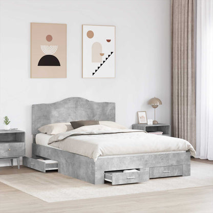 Bed Frame Concrete Grey 140 x 200 cm Engineered Wood