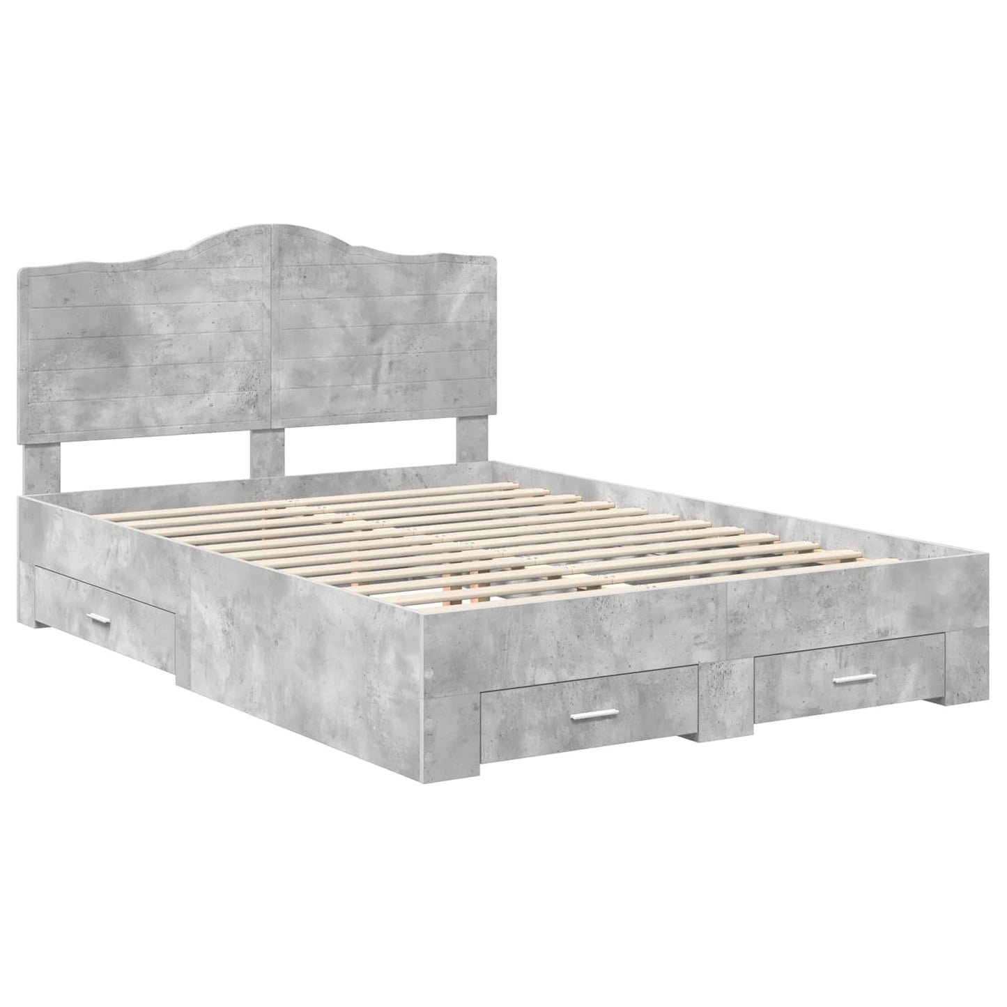 Bed Frame Concrete Grey 140 x 200 cm Engineered Wood