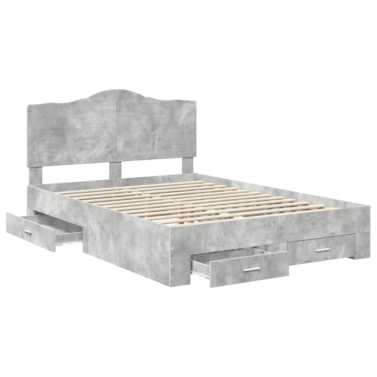 Bed Frame Concrete Grey 140 x 200 cm Engineered Wood