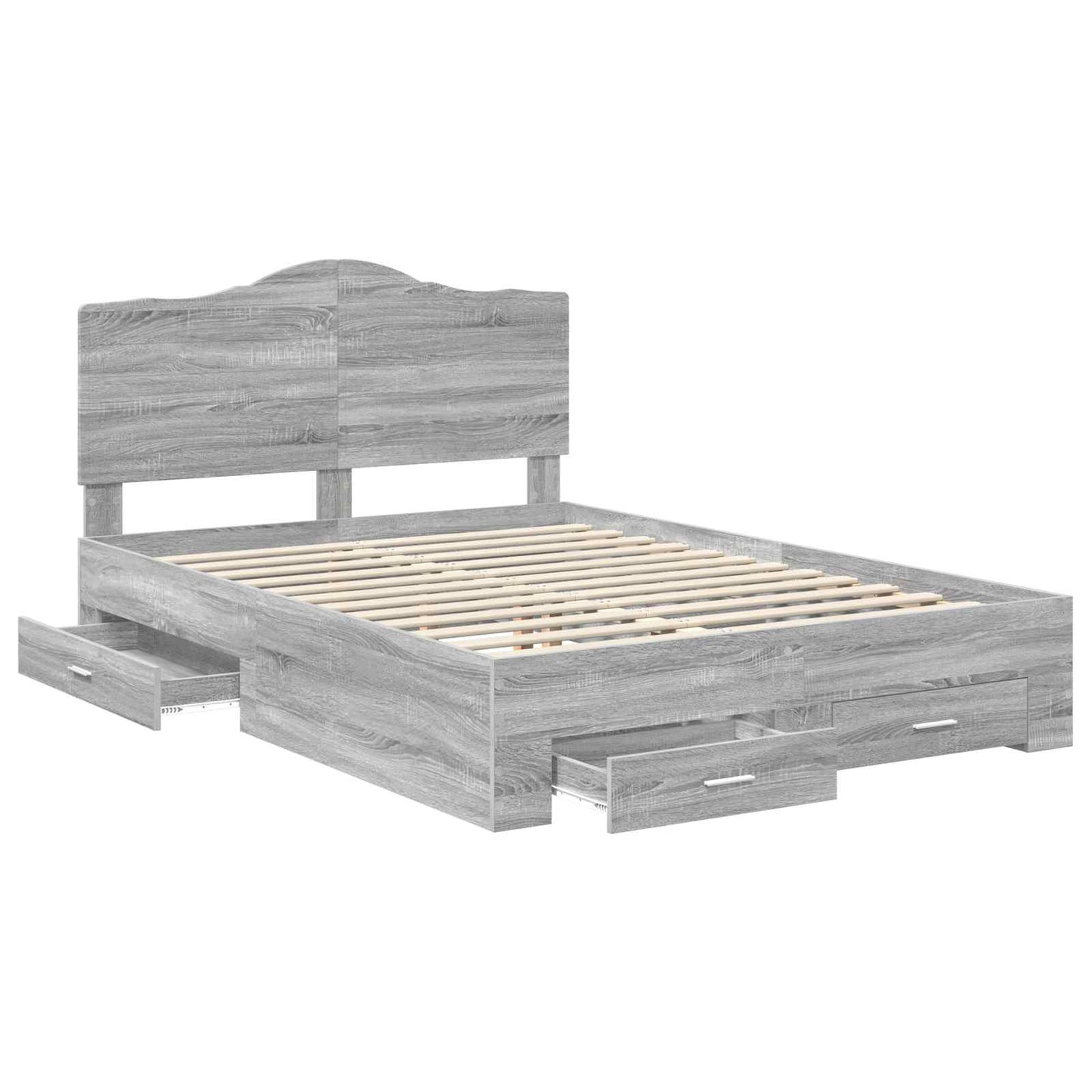 Bed Frame with Drawer Grey Sonoma 140 x 200 cm Engineered Wood