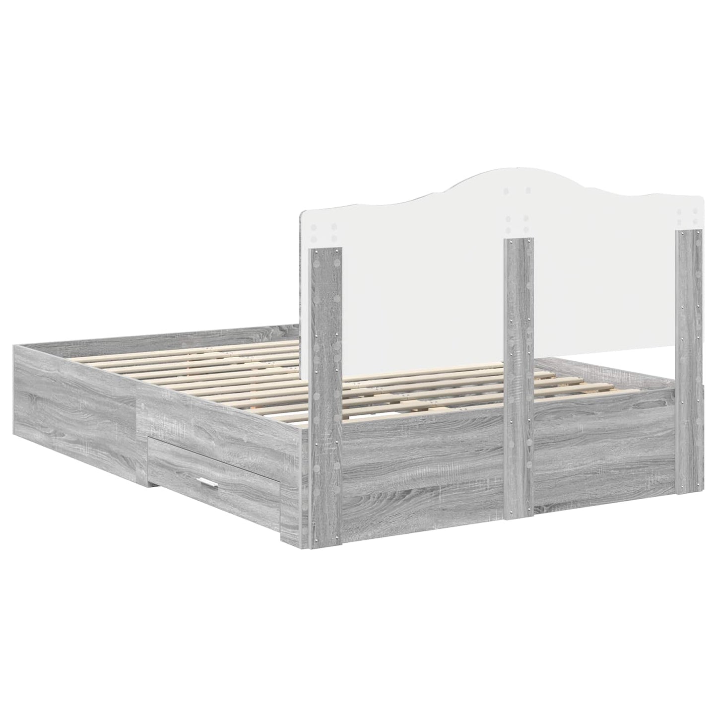 Bed Frame with Drawer Grey Sonoma 140 x 200 cm Engineered Wood