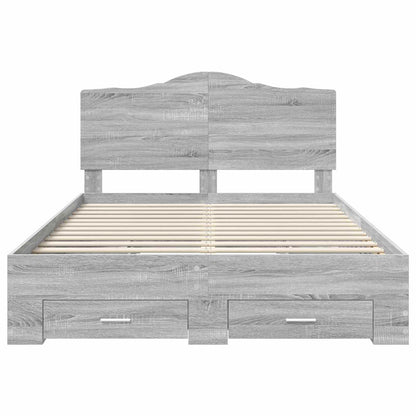 Bed Frame with Drawer Grey Sonoma 140 x 200 cm Engineered Wood