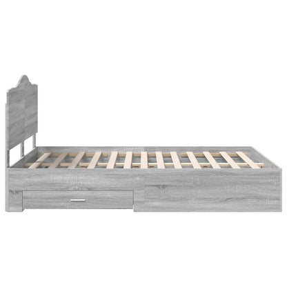 Bed Frame with Drawer Grey Sonoma 140 x 200 cm Engineered Wood