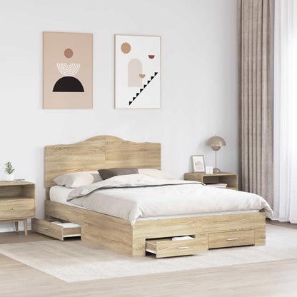 Bed Frame with Drawer Sonoma Oak 140 x 190 cm Engineered Wood