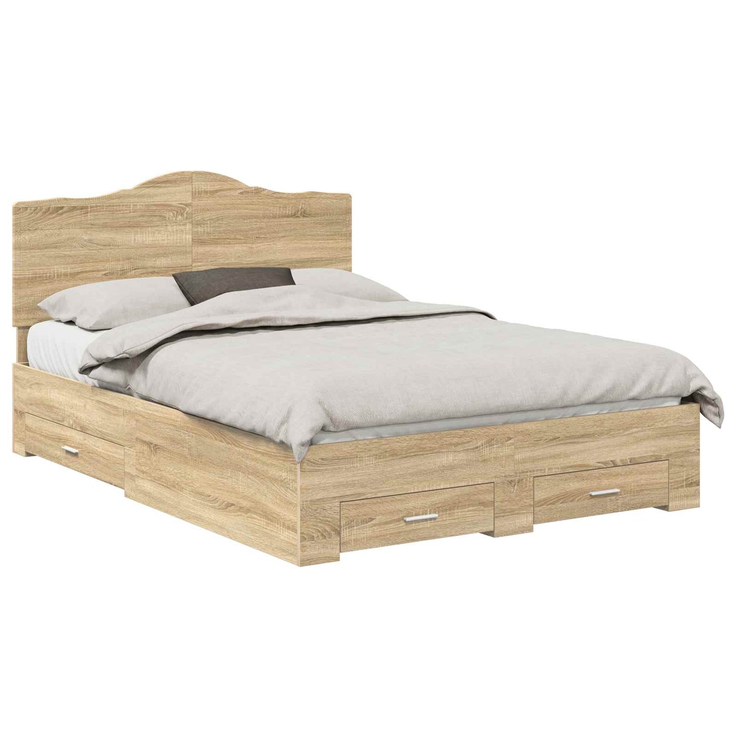 Bed Frame with Drawer Sonoma Oak 140 x 190 cm Engineered Wood