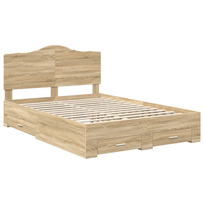 Bed Frame with Drawer Sonoma Oak 140 x 190 cm Engineered Wood