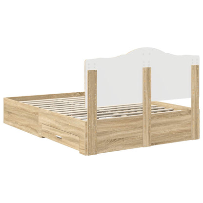 Bed Frame with Drawer Sonoma Oak 140 x 190 cm Engineered Wood