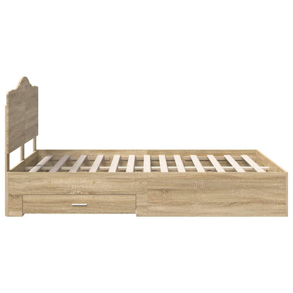 Bed Frame with Drawer Sonoma Oak 140 x 190 cm Engineered Wood