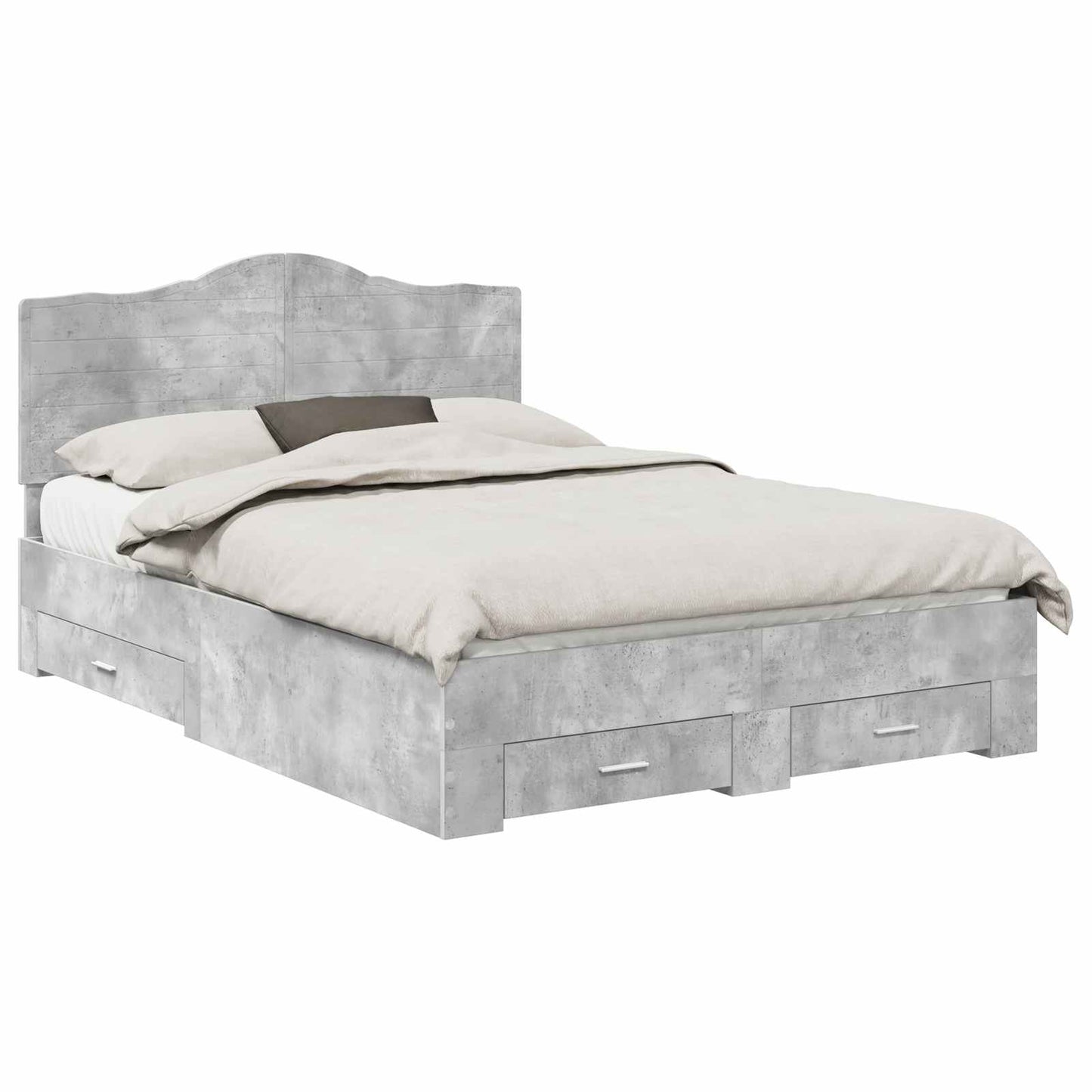 Bed Frame Concrete Grey 140 x 190 cm Engineered Wood