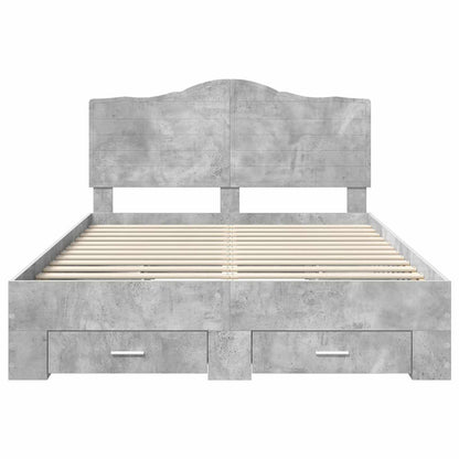 Bed Frame Concrete Grey 140 x 190 cm Engineered Wood