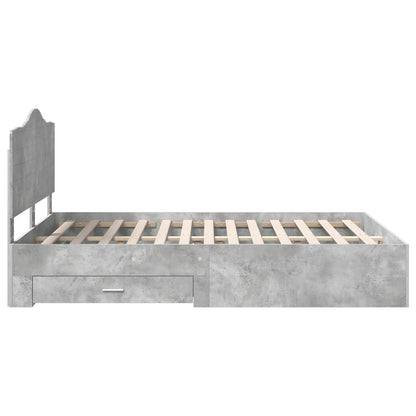 Bed Frame Concrete Grey 140 x 190 cm Engineered Wood