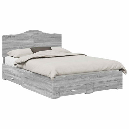 Bed Frame with Drawer Grey Sonoma 140 x 190 cm Engineered Wood