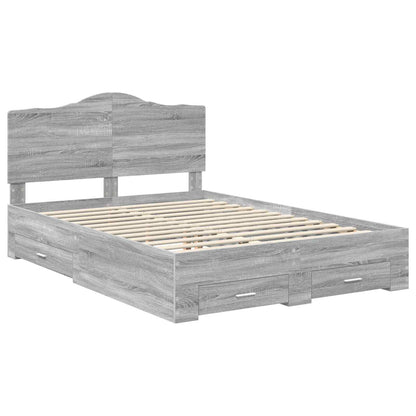 Bed Frame with Drawer Grey Sonoma 140 x 190 cm Engineered Wood