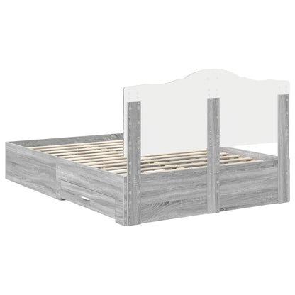 Bed Frame with Drawer Grey Sonoma 140 x 190 cm Engineered Wood