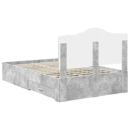 Bed Frame Concrete Grey 135 x 190 cm Engineered Wood