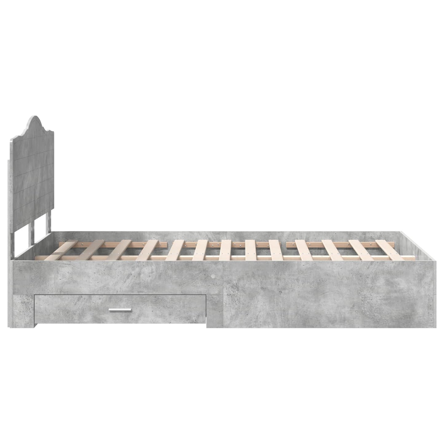 Bed Frame Concrete Grey 135 x 190 cm Engineered Wood