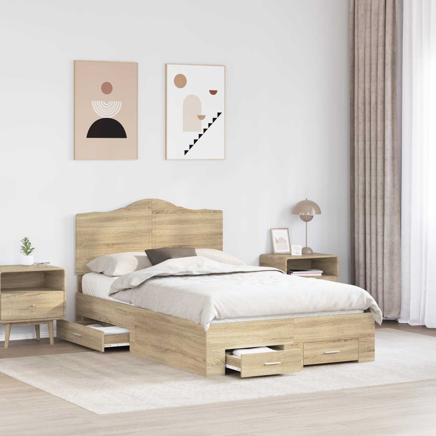 Bed Frame with Drawer Sonoma Oak 120 x 200 cm Engineered Wood