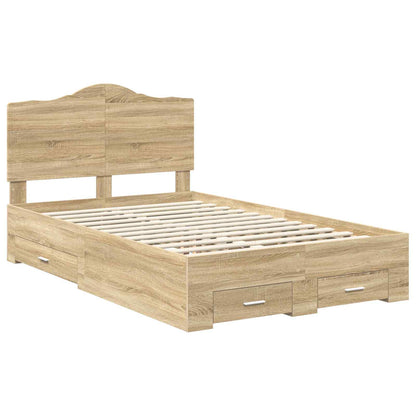 Bed Frame with Drawer Sonoma Oak 120 x 200 cm Engineered Wood