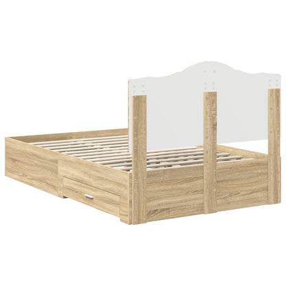 Bed Frame with Drawer Sonoma Oak 120 x 200 cm Engineered Wood