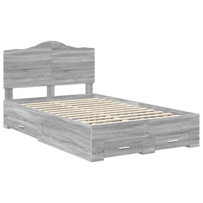 Bed Frame with Drawer Grey Sonoma 120 x 200 cm Engineered Wood