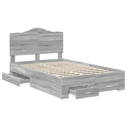 Bed Frame with Drawer Grey Sonoma 120 x 200 cm Engineered Wood