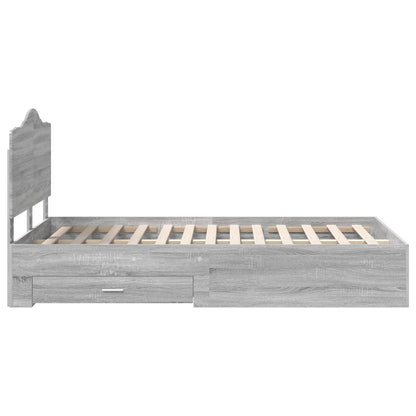 Bed Frame with Drawer Grey Sonoma 120 x 200 cm Engineered Wood