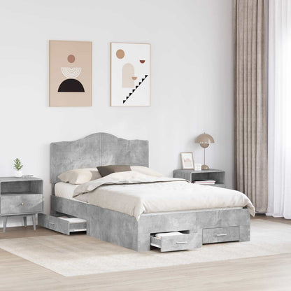 Bed Frame Concrete Grey 120 x 190 cm Engineered Wood