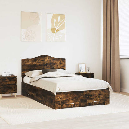 Bed Frame with Drawer Smoked Oak 120 x 190 cm Engineered Wood